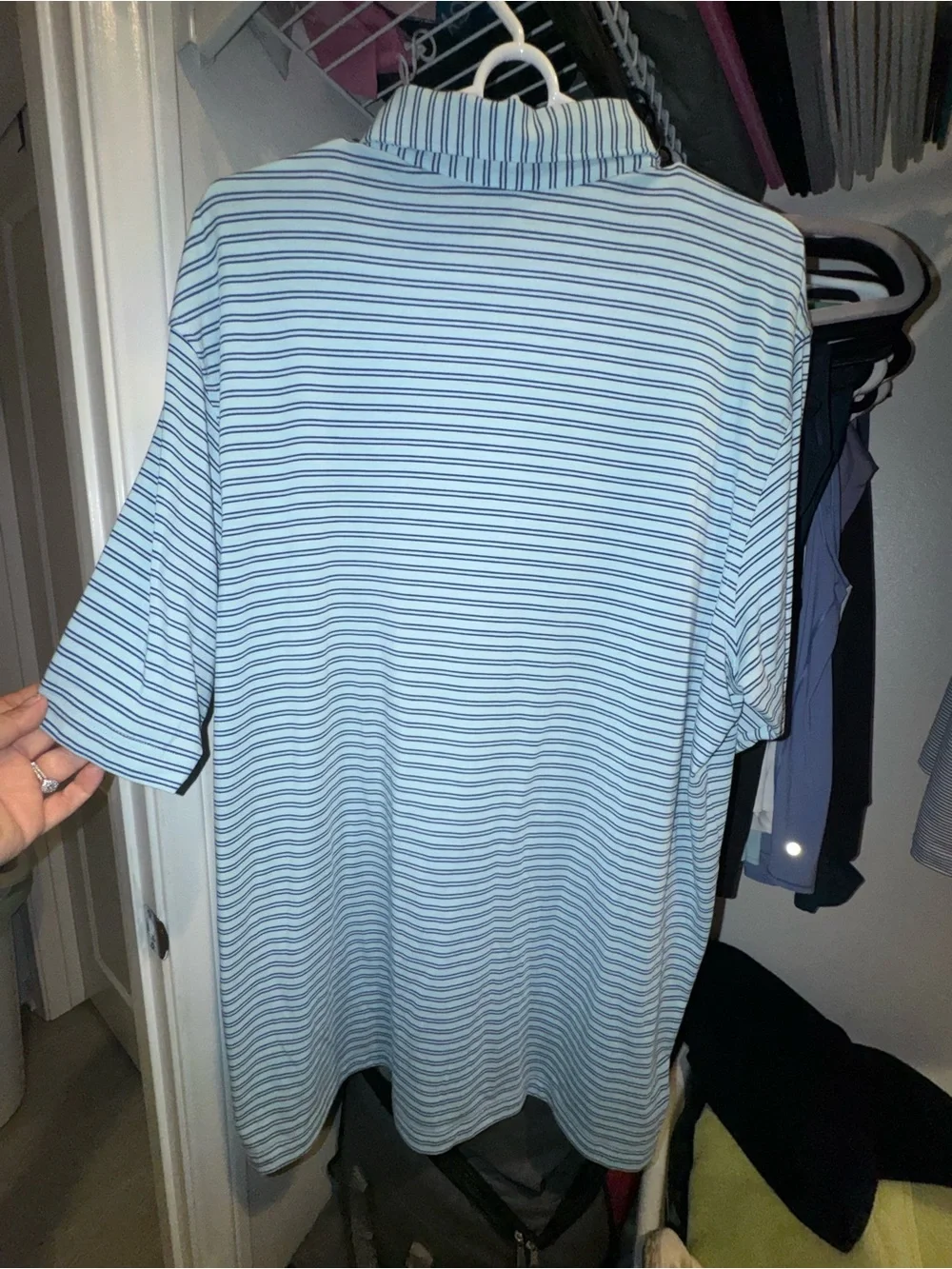 Peter Millar Men's Polo Bundle - White and Light Blue Striped - Picture 9 of 15